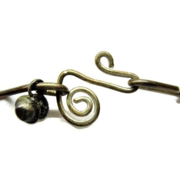 Jingle Bell Ring Hooked Thin Bangle Sterling Silver 925 Charm Vintage Bracelet - Picture 3 of 12